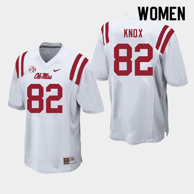 Women #82 Luke Knox Ole Miss Rebels College Football Jerseys Sale-White - Click Image to Close